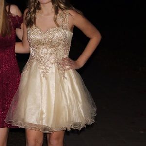 Gold homecoming and formal dress